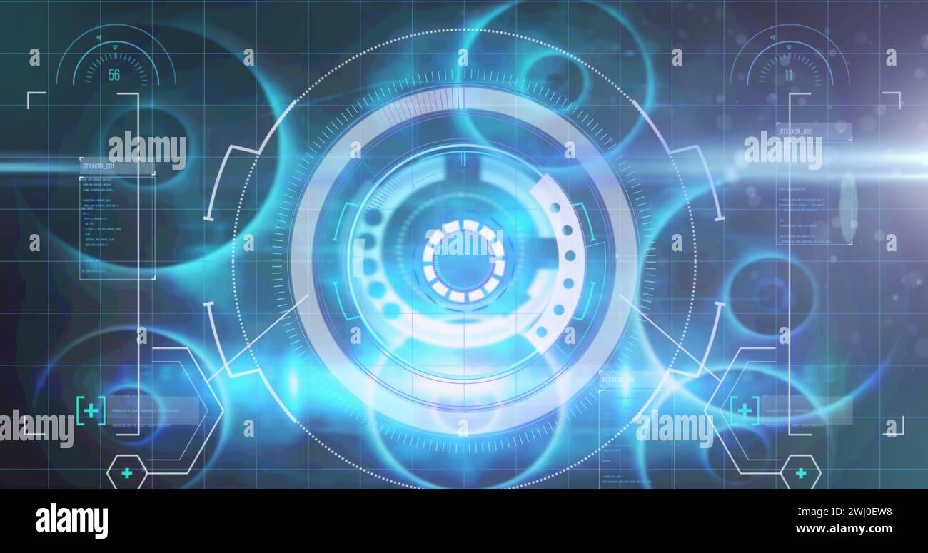 Immagine della scansione degli oscilloscopi e dell'elaborazione dei dati sulla griglia Foto Stock