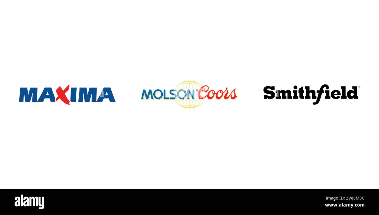 Molson Coors, Maxima, Smithfield Foods. Emblema editoriale del marchio. Illustrazione Vettoriale