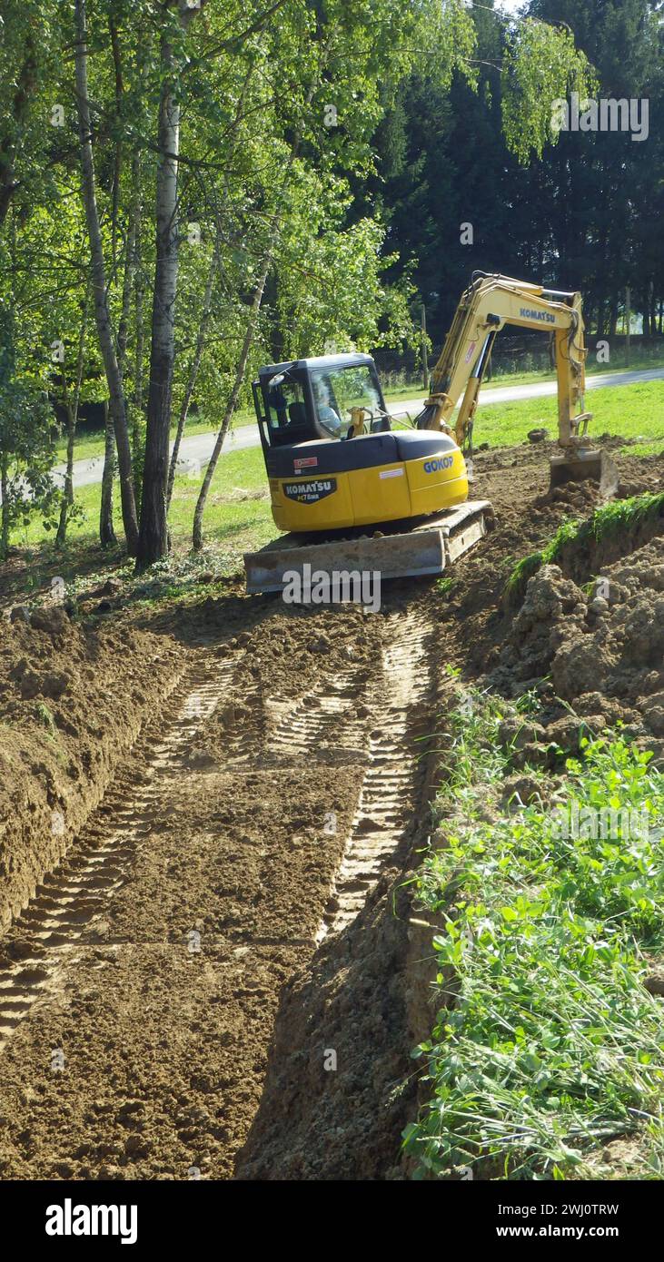 Escavatore Komatsu in cantiere Foto Stock