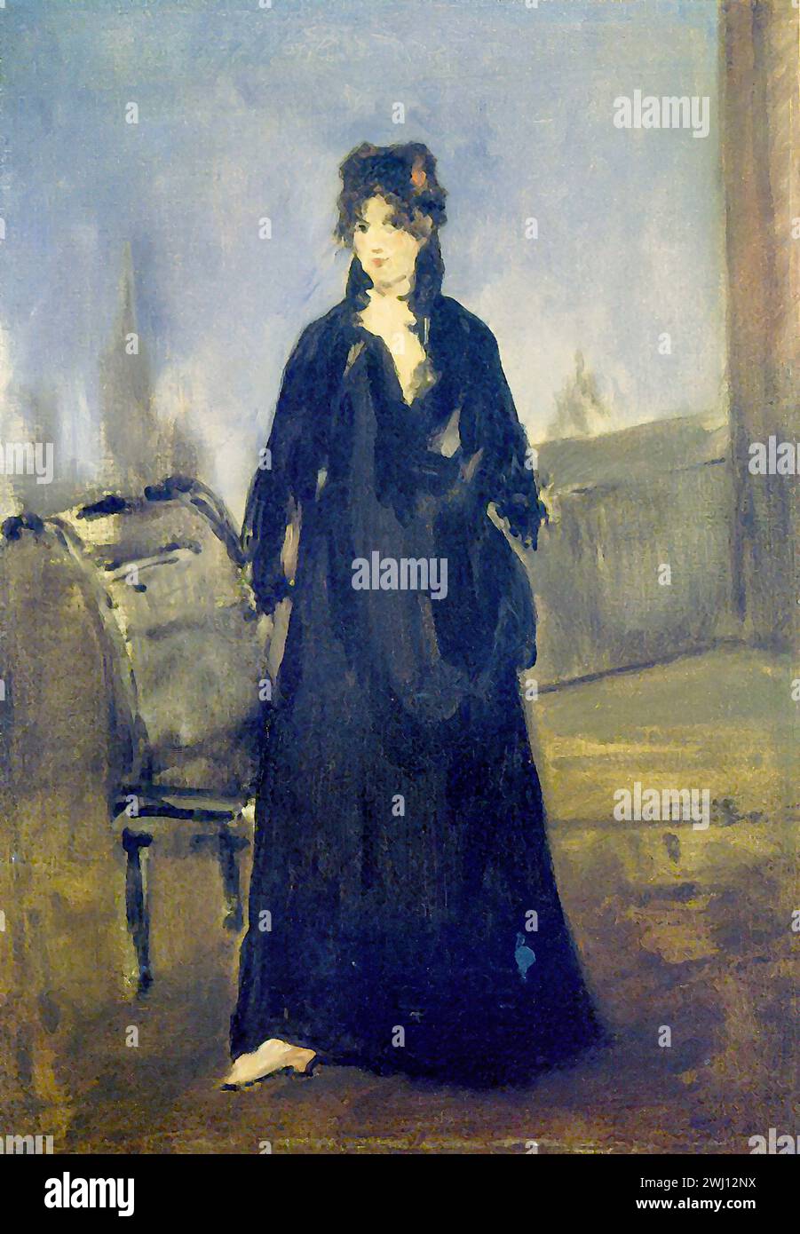 Manet - rosa la Femme au soulier Foto Stock