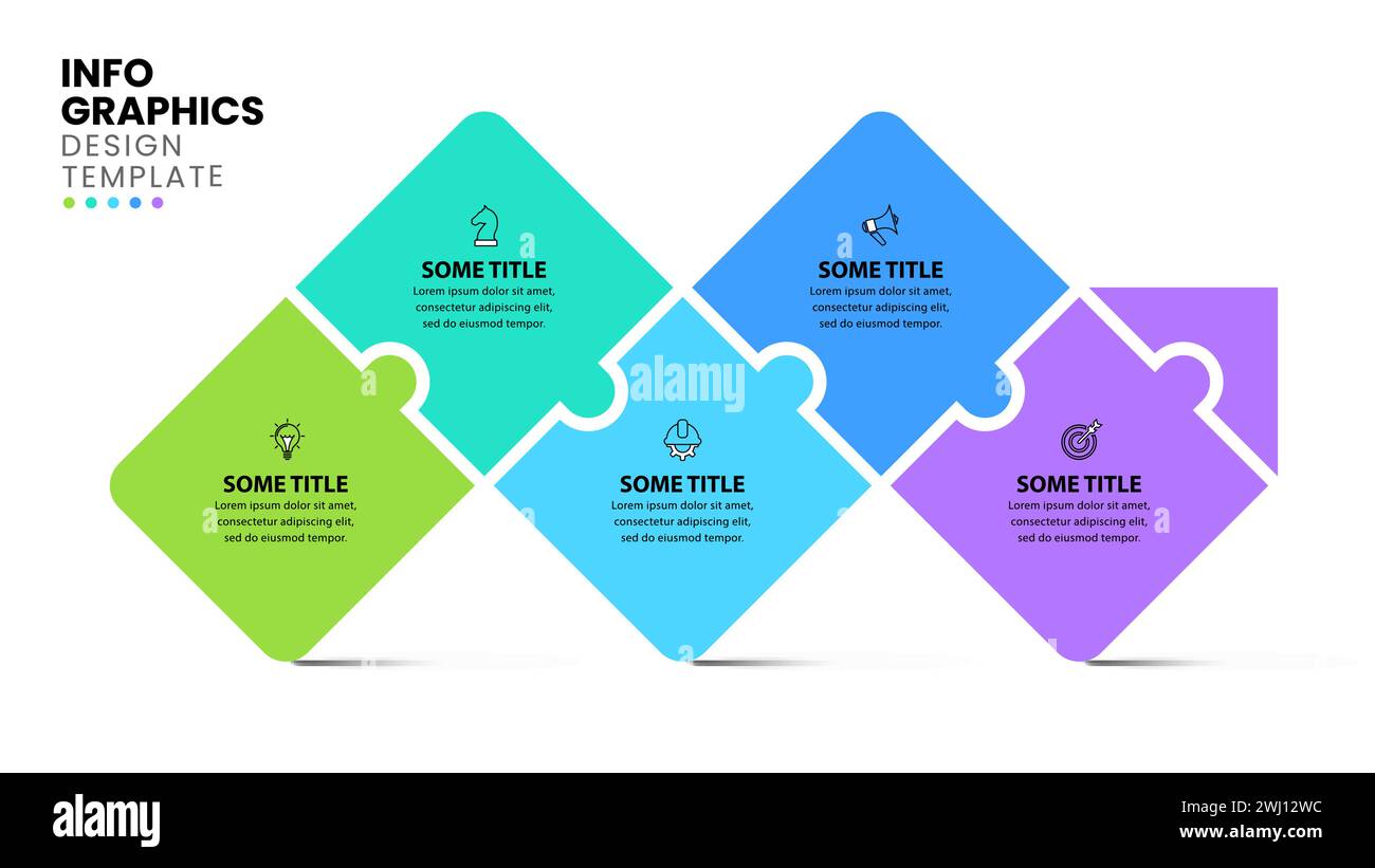 Modello infografico con icone e 5 opzioni o passaggi. Freccia. Può essere utilizzato per il layout del flusso di lavoro, il diagramma, il banner, il webdesign. Illustrazione vettoriale Illustrazione Vettoriale