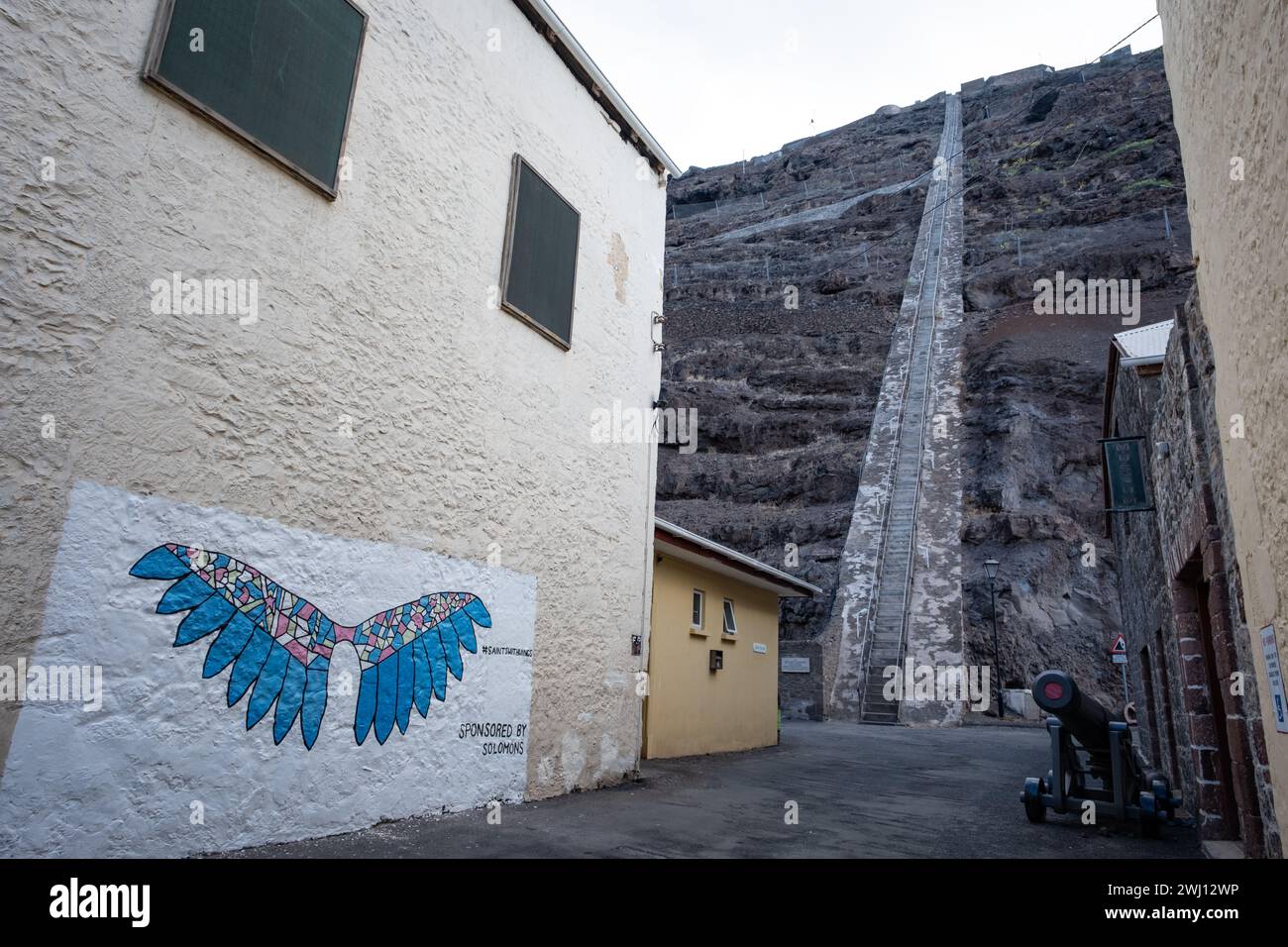 Jacob's Ladder, un sentiero di 699 gradini che risale una montagna a Jamestown, la capziale di Sant'Elena nell'Atlantico meridionale Foto Stock
