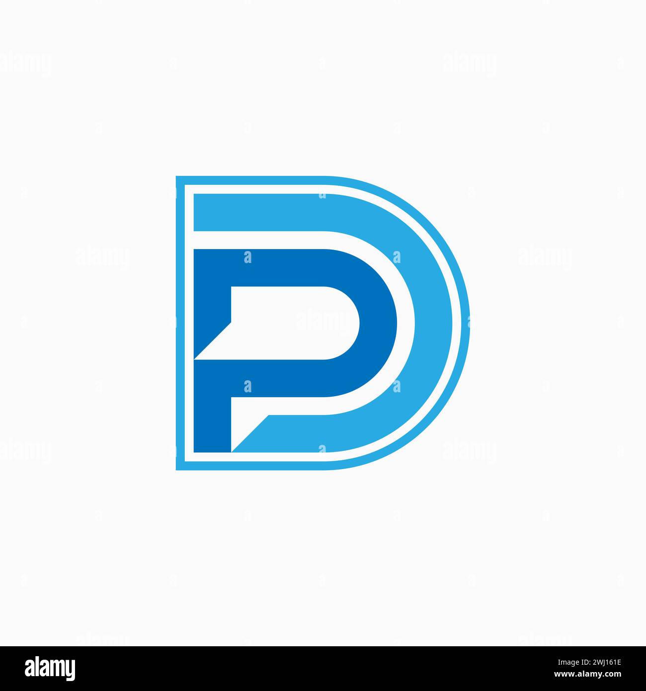 Design del logo concetto grafico creativo, lettera vettoriale premium, segno iniziale, icona DP o spazio negativo font PC, si riferisce al branding monogramma tipografico Illustrazione Vettoriale