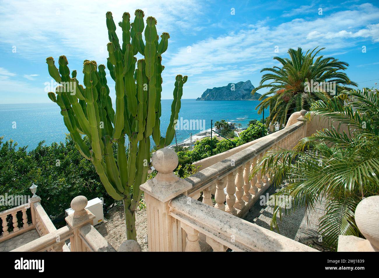 Vista su Calpe da Benissa, Costa Blanca, Spagna Foto Stock