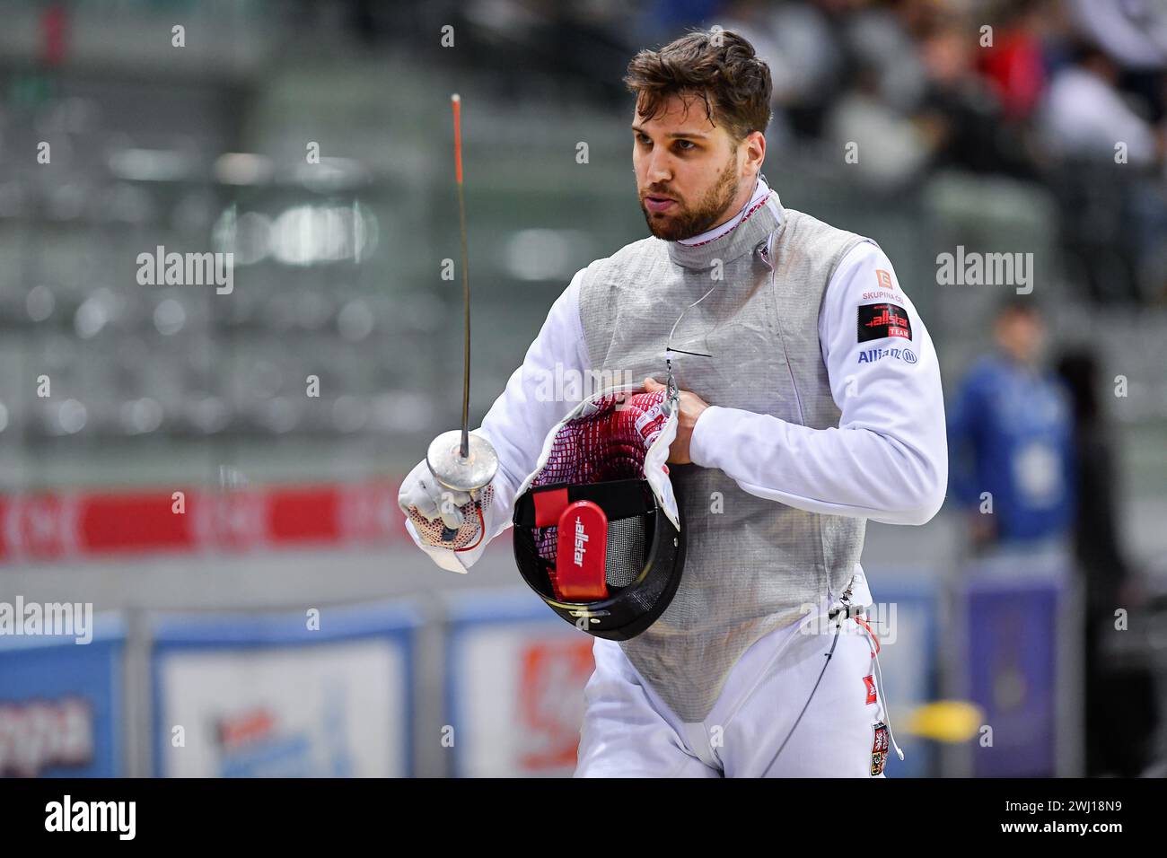 Torino, Italia, Italia. 11 febbraio 2024. Italia, Torino 11/02/2024 Inalpi Arena.Grand Prix FIE Inalpi Trophy of Foil Torino 2024.Choupenitch Alexander (Credit Image: © Tonello Abozzi/Pacific Press via ZUMA Press Wire) SOLO PER USO EDITORIALE! Non per USO commerciale! Foto Stock