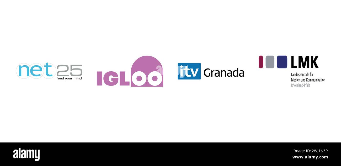 NET 25, LMK Rheinland , ITV Granada, Igloo . Illustrazione vettoriale, logo editoriale. Illustrazione Vettoriale