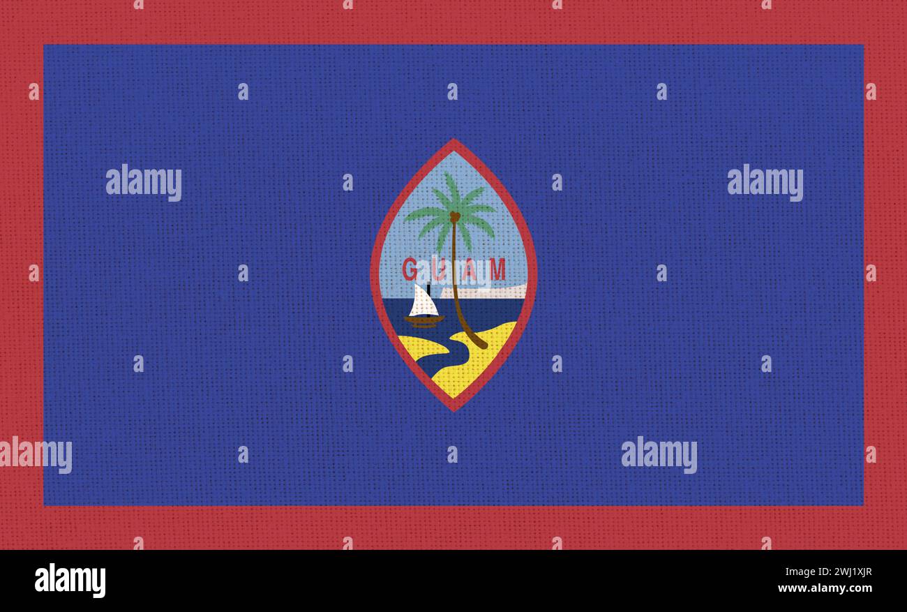 Bandiera di Guam. Simbolo ufficiale del territorio organizzato e non incorporato degli Stati Uniti. 3D illust Foto Stock