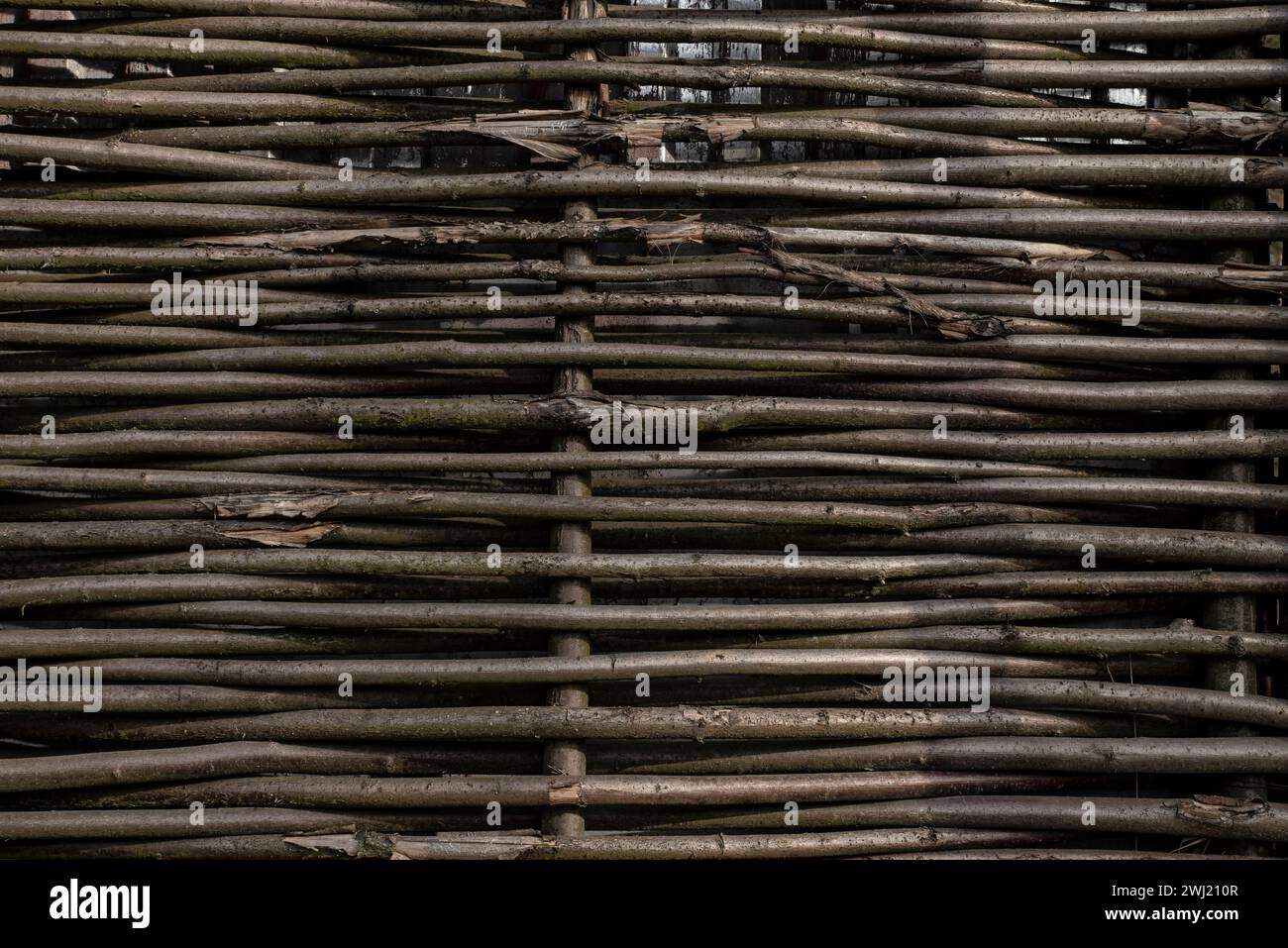 Recinzione Wicker. Struttura in legno Foto Stock