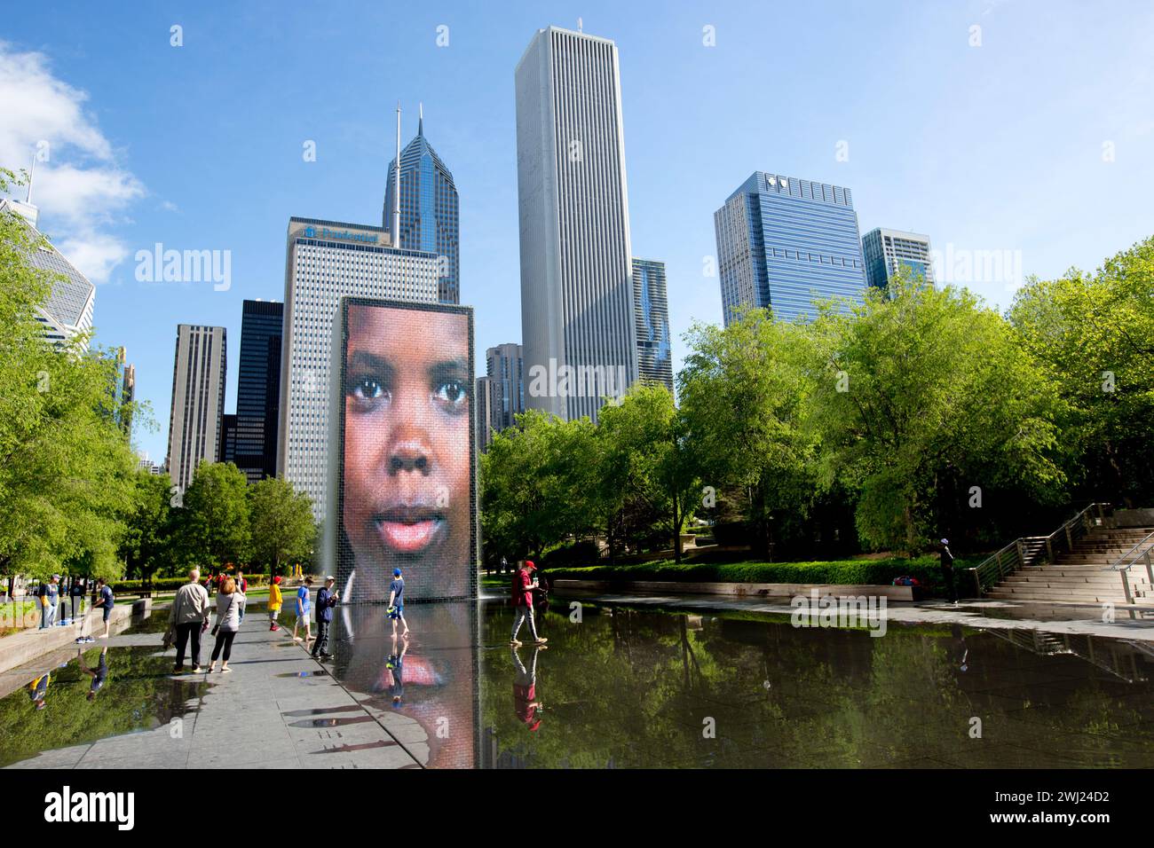 CHICAGO - la Crown Fountain nel Millennium Park Foto Stock