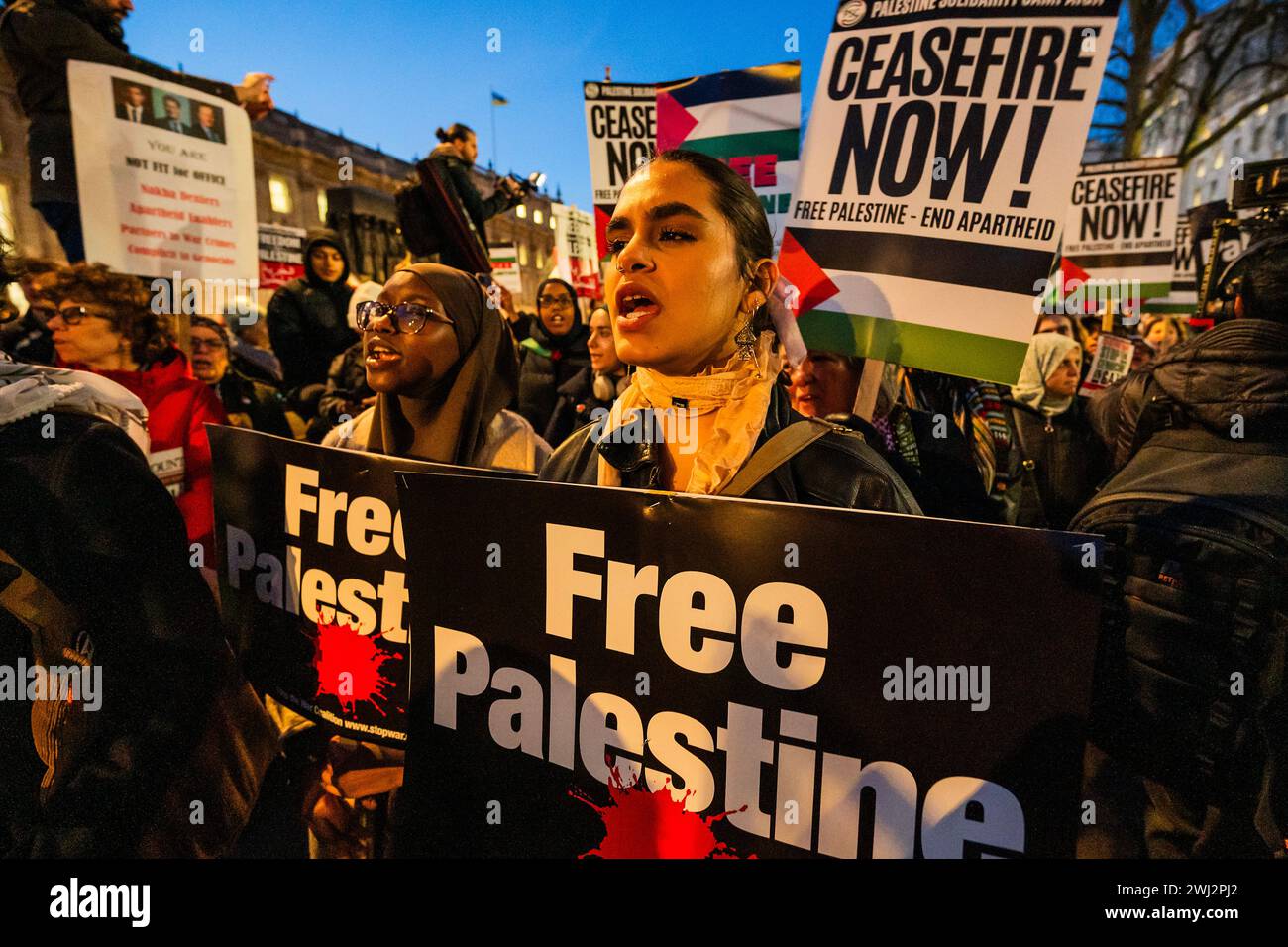 Londra, Regno Unito. 12 febbraio 2024. Protesta all'ultimo minuto contro l'assalto israeliano a Rafa a Gaza e chiede in generale un cessate il fuoco in Palestina ora. Crediti: Guy Bell/Alamy Live News Foto Stock