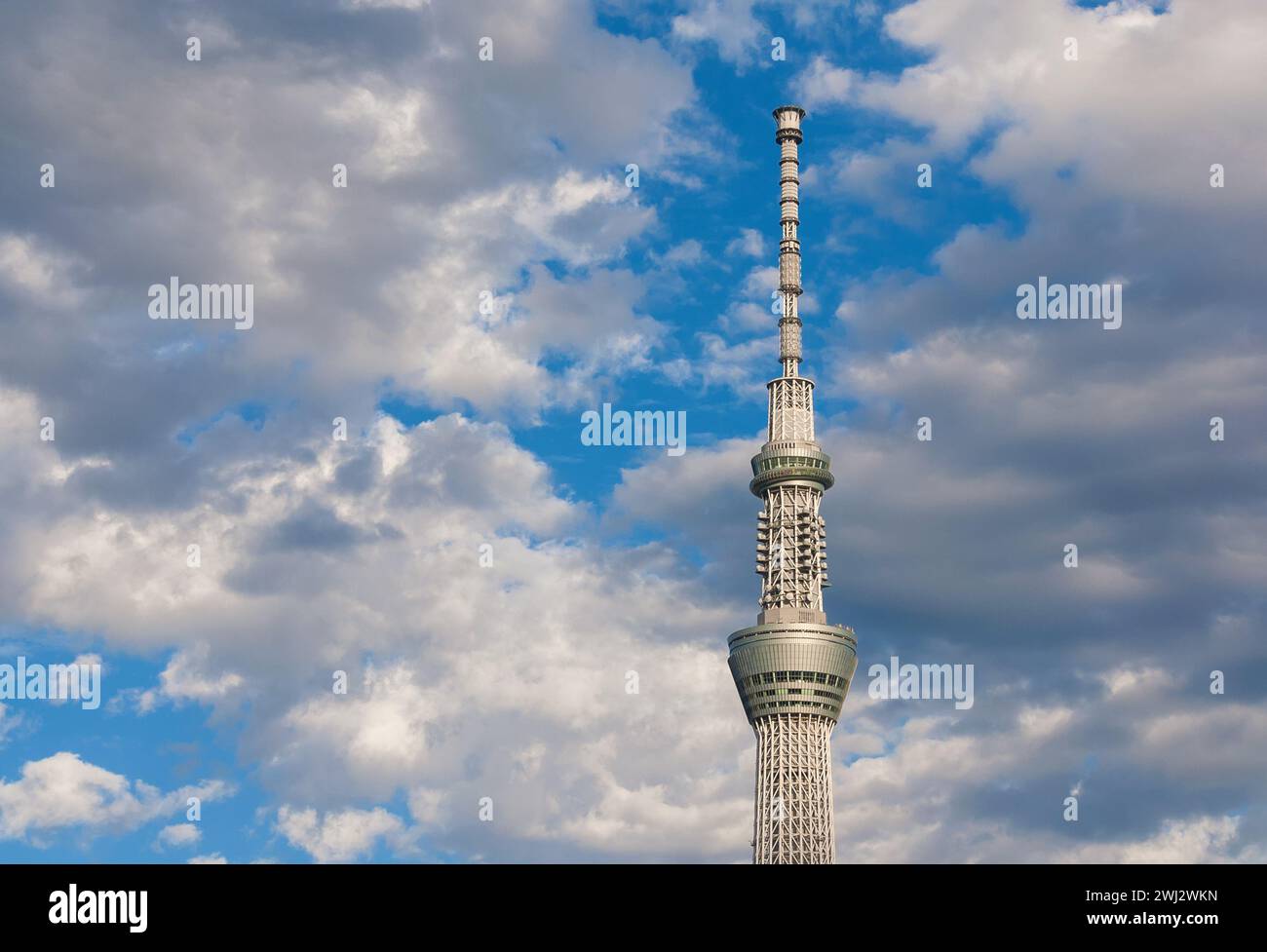 Tokyo Skytree, la torre più alta del mondo e uno dei simboli più famosi della città, tra le nuvole Foto Stock