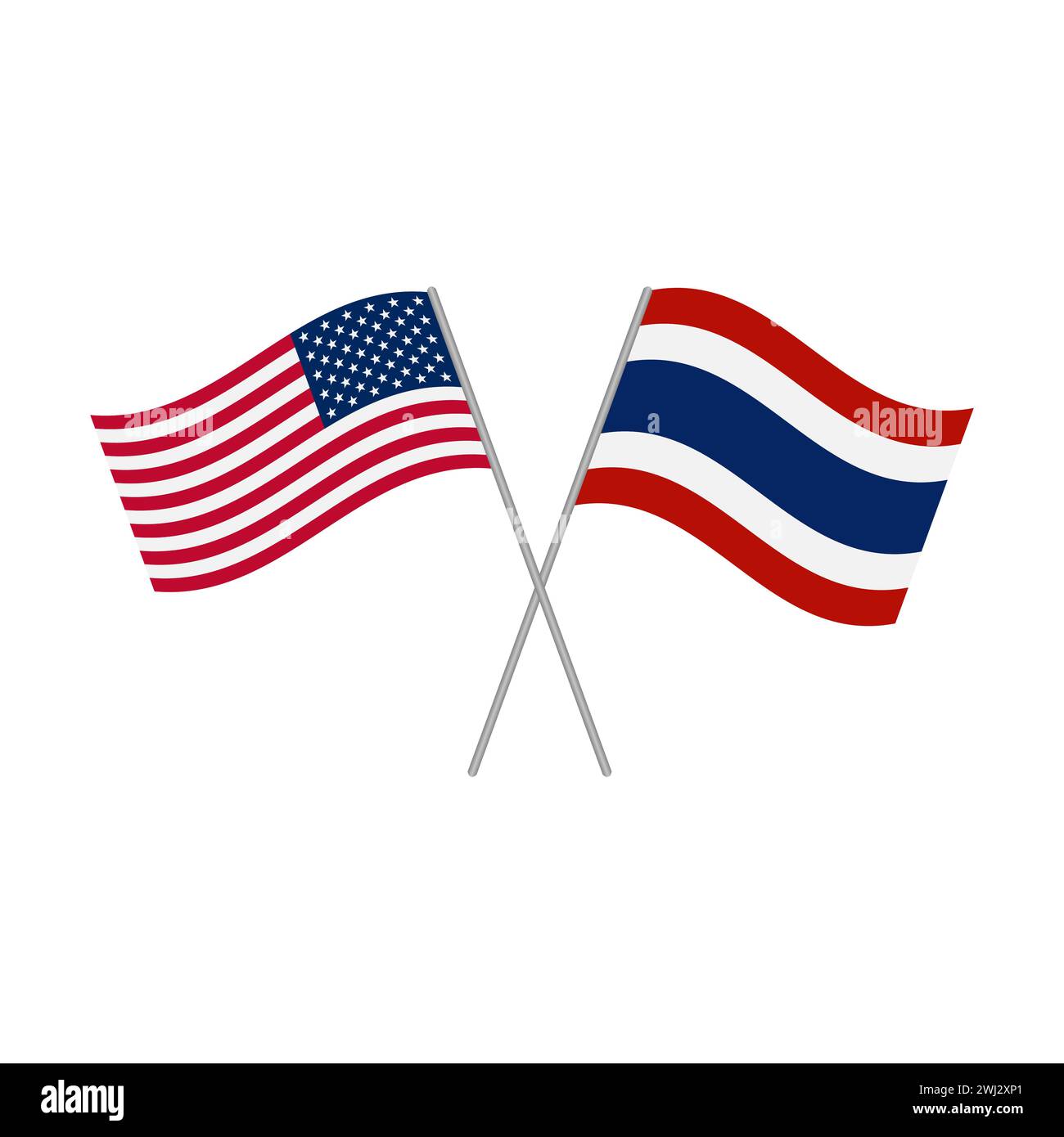 Bandiere nazionali degli Stati Uniti e della Thailandia Illustrazione Vettoriale