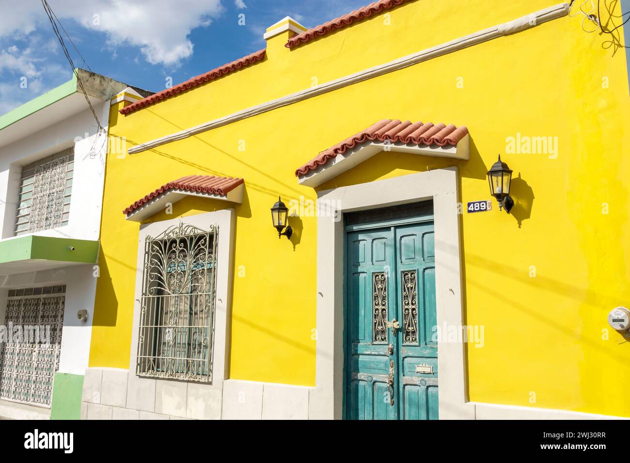 Merida Mexico, Merida Mexico, zona Paseo Montejo Centro, Calle 41, residenza storica restaurata e conservata, residenze architettoniche, Hous Foto Stock