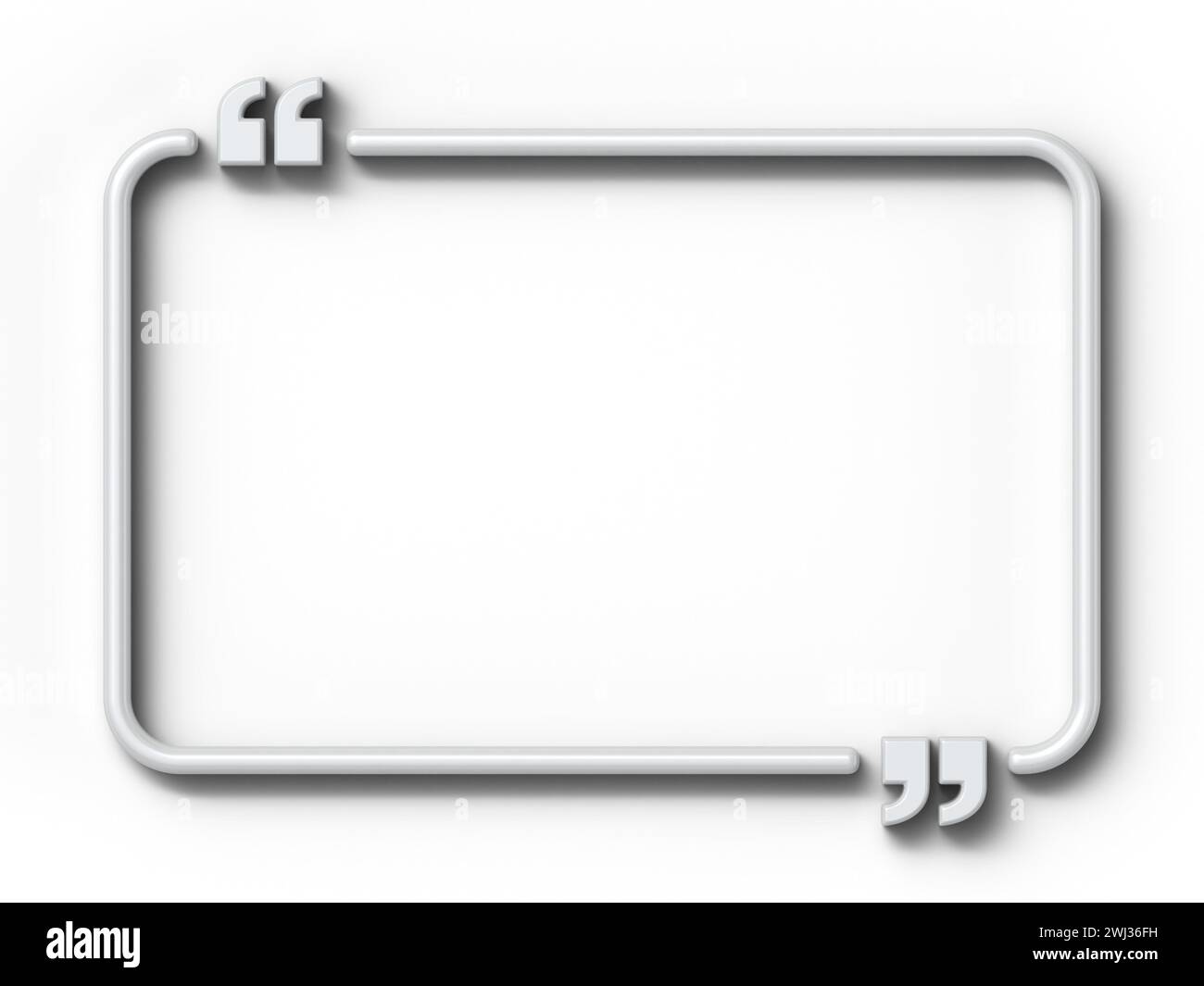 Copiare il fotogramma delle virgolette spaziali 3D. Foto Stock