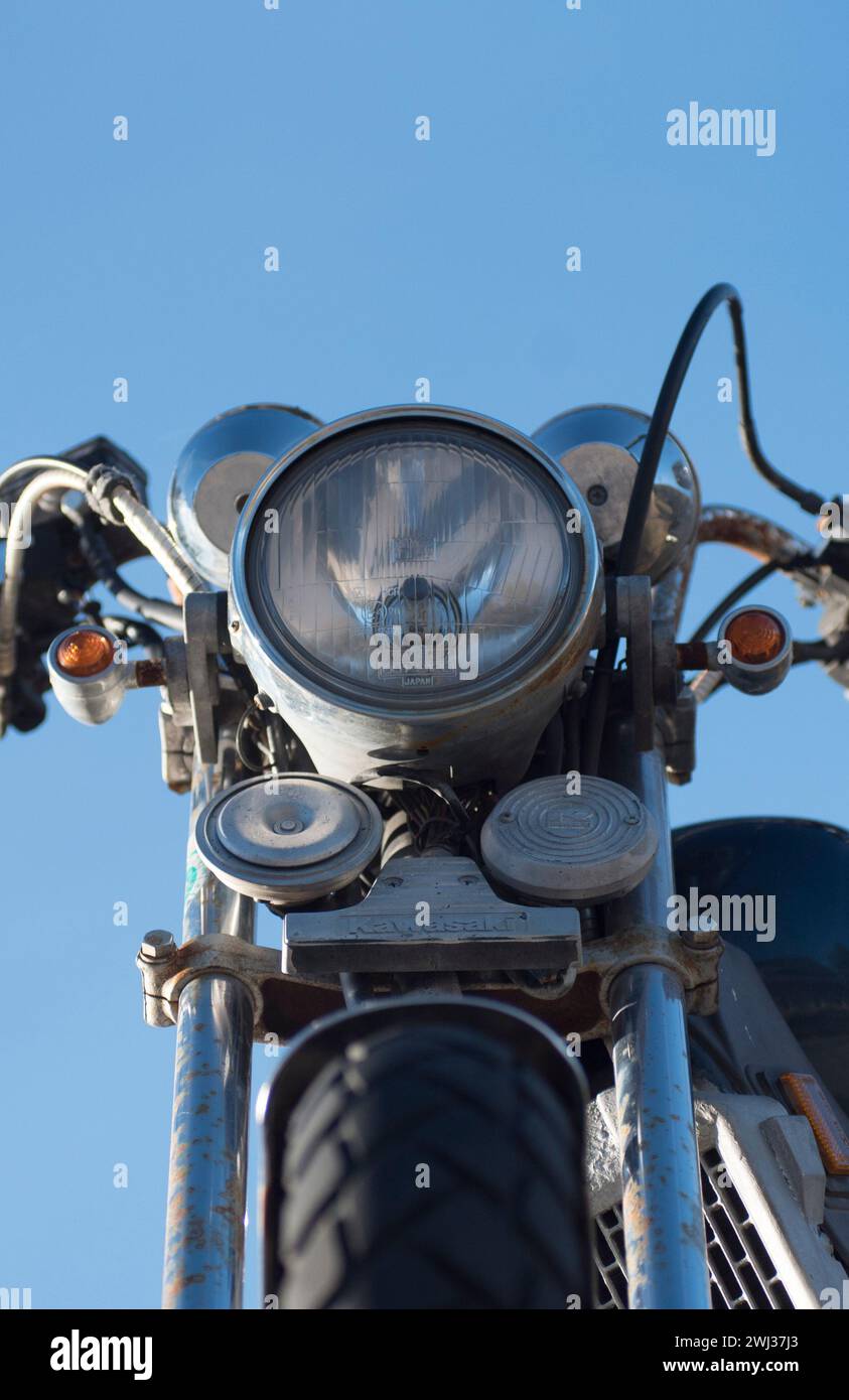 Pneumatico per motociclette come parte di una motocicletta, che guida su due ruote Foto Stock