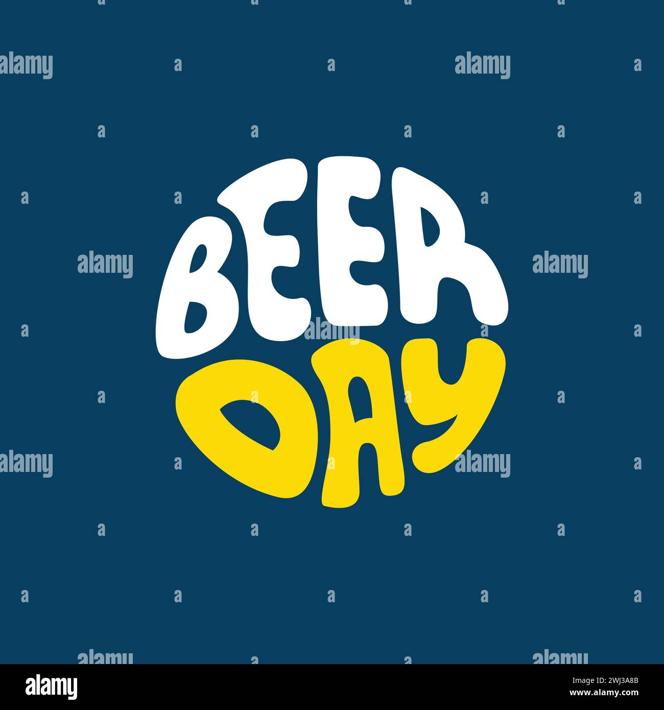 Il giorno della birra è un'illustrazione rotonda in stile retrò per celebrare la giornata internazionale della birra. Logo del giorno della birra, adesivo, banner, modello, poster. Illustrazione Vettoriale