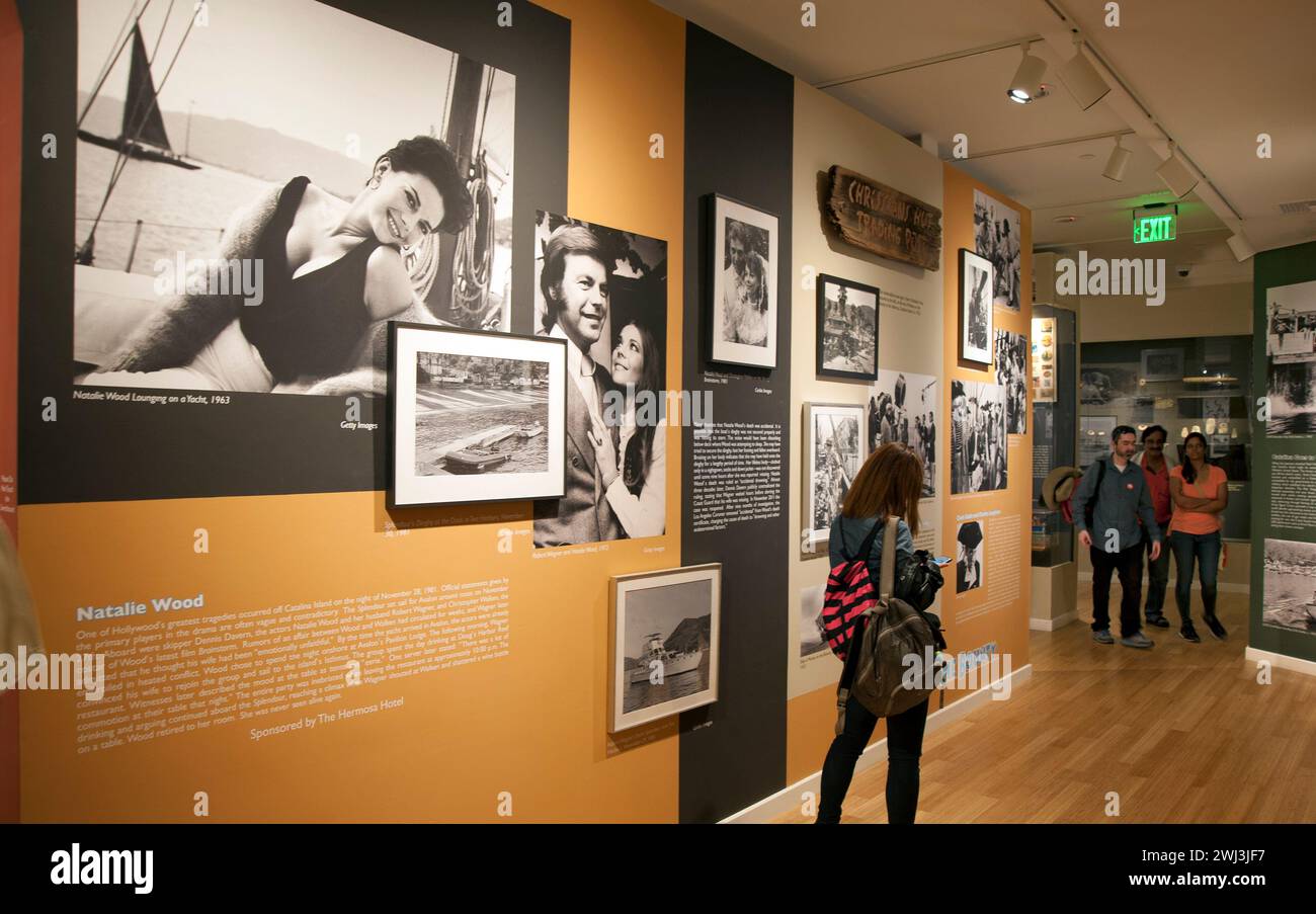 Mostra sulla misteriosa morte di Natalie Wood al Museo Catalina di Catalina, California, USA Foto Stock