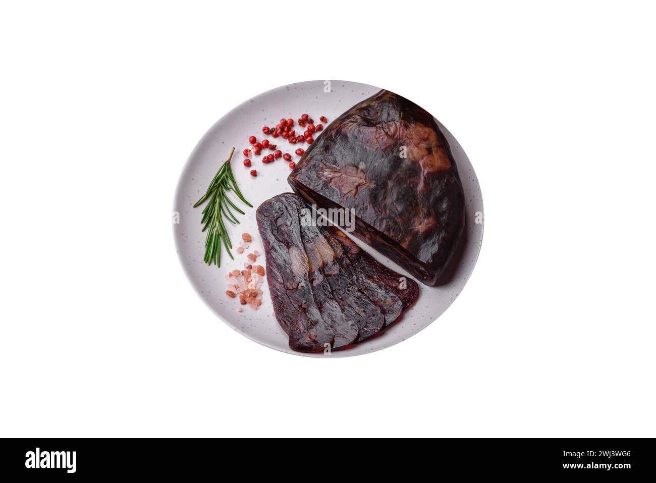 Deliziosa salsiccia di carne di cavallo mahan affumicata o stagionata con spezie ed erbe aromatiche Foto Stock