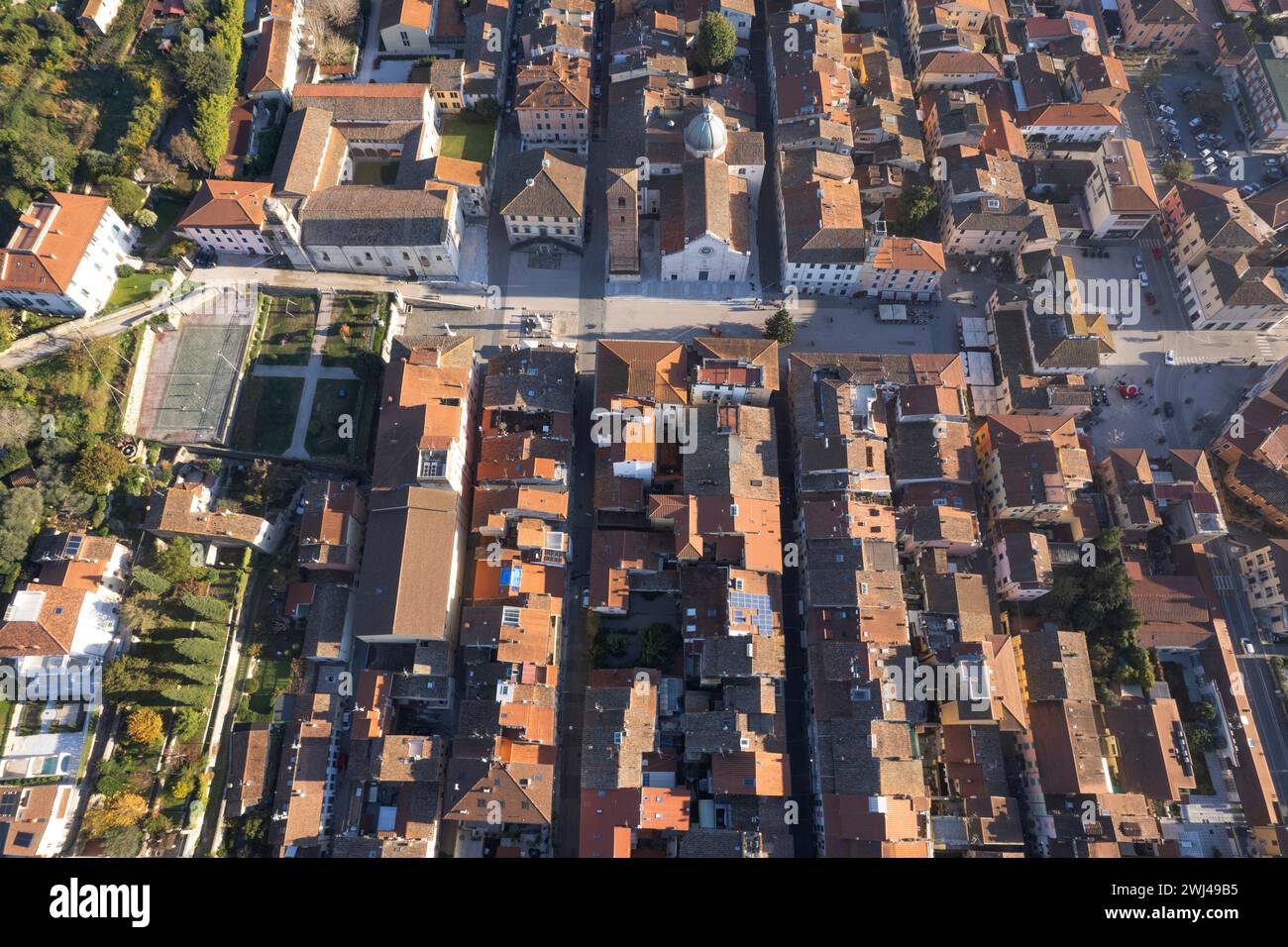 Veduta aerea della piazza di Pietrasanta Versilia Foto Stock