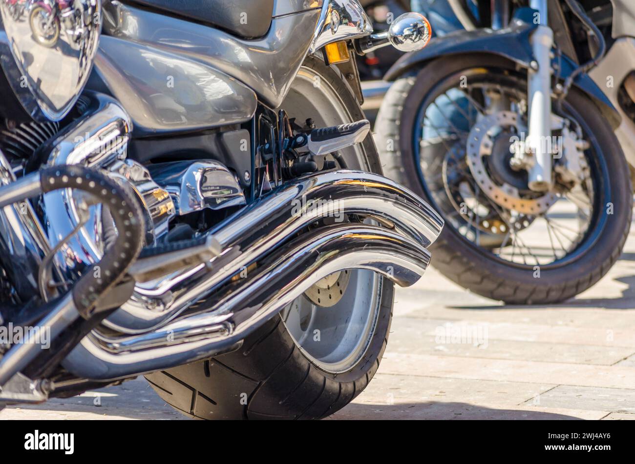 Primo piano su un moderno elicottero per motociclisti Foto Stock