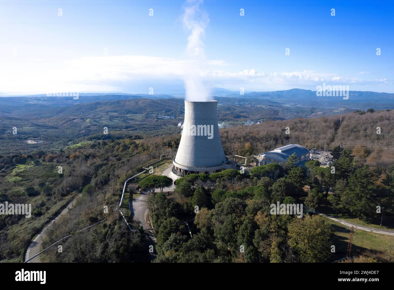 Sfruttamento industriale di bocche boracifere nella zona di Monterotondo Marittima Foto Stock