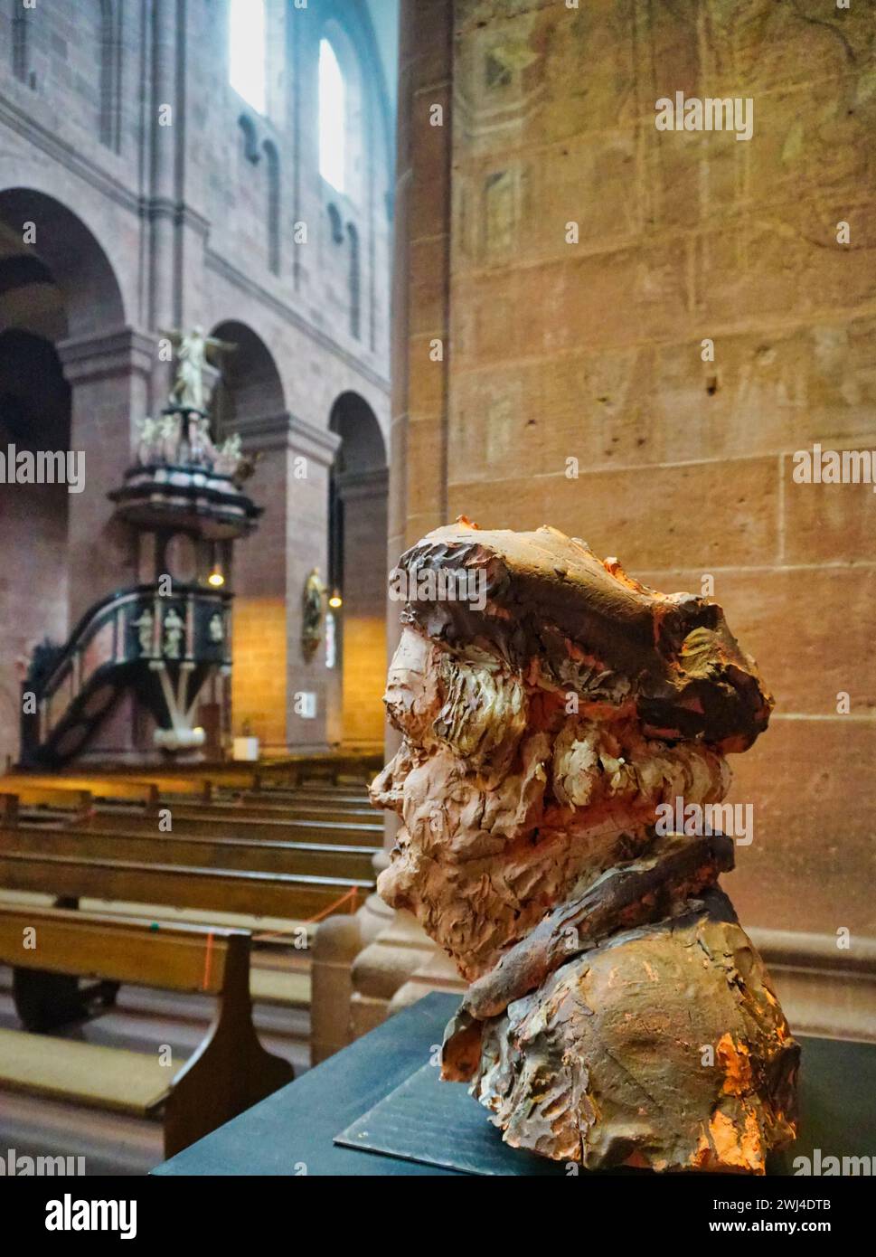 Cattedrale dei vermi con busto di Lutero Foto Stock