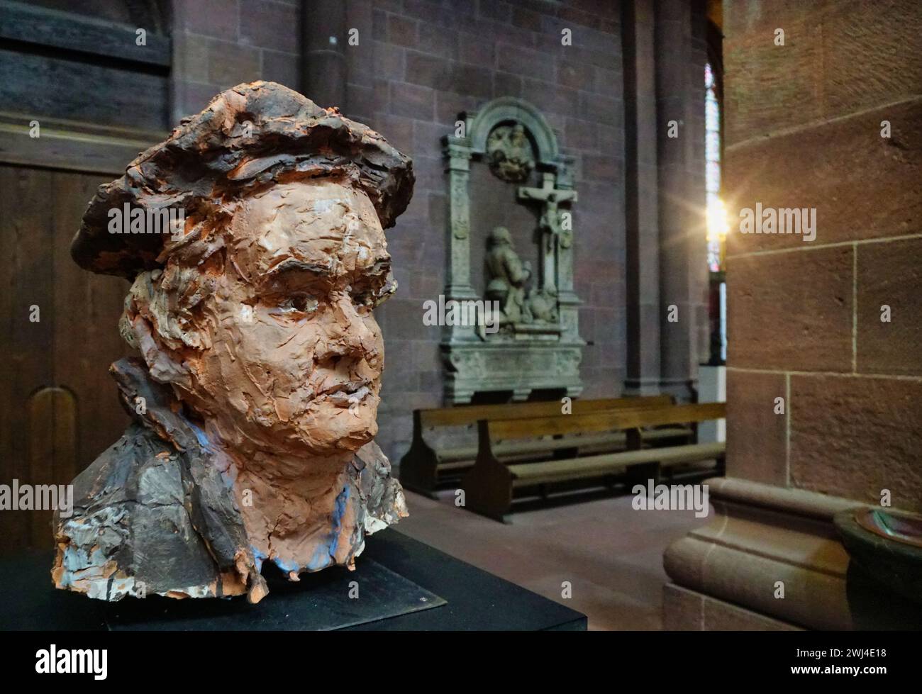 Cattedrale dei vermi con busto di Lutero Foto Stock