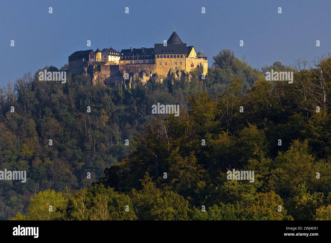 Castello collinare Castello di Waldeck, Waldeck, Parco naturale di Kellerwald-Edersee, Assia, Germania, Europa â€‹ Foto Stock
