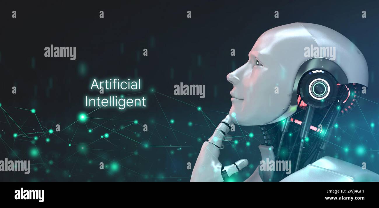 rendering 3d intelligente artificiale di sfondo. Foto Stock