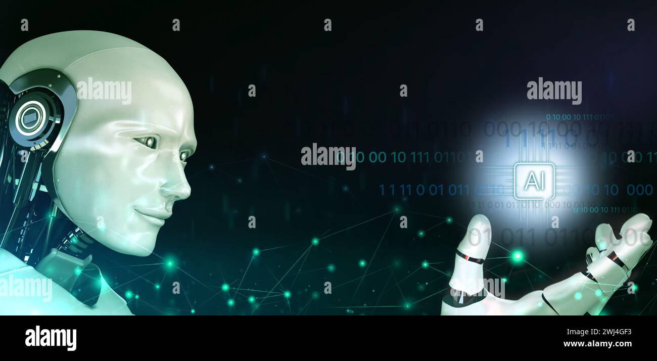 rendering 3d intelligente artificiale di sfondo. Foto Stock