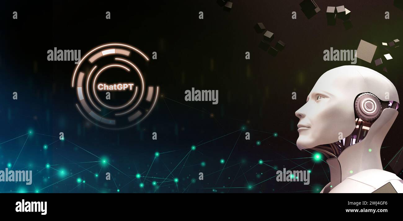 rendering 3d intelligente artificiale di sfondo. Foto Stock