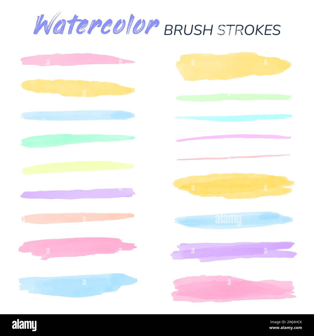 Set di tratti di pennello ad acquerello. elementi isolati Illustrazione Vettoriale
