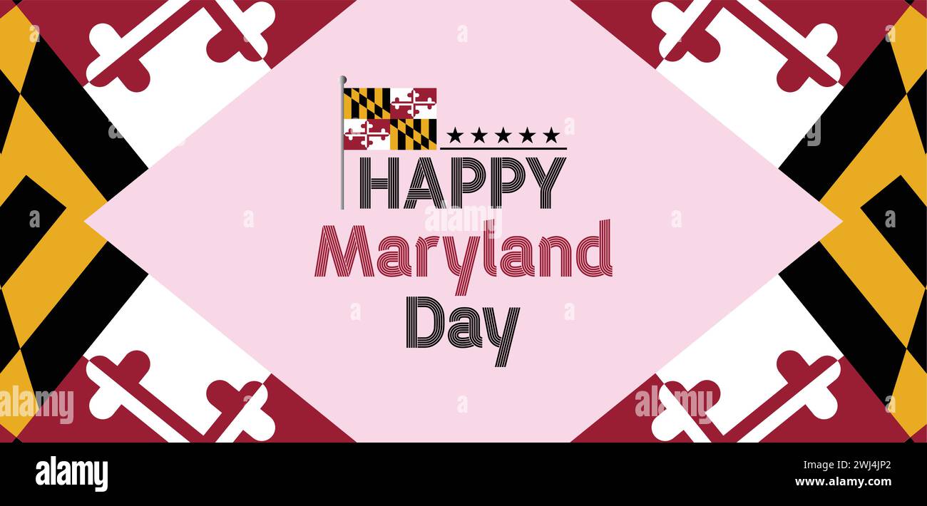 Gli sfondi e gli sfondi di Happy Maryland Day possono essere scaricati e utilizzati su smartphone, tablet o computer. Illustrazione Vettoriale
