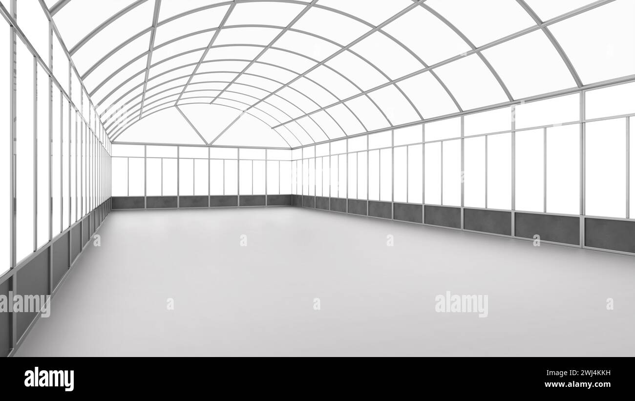 rendering 3d interno serra vuota o serra Foto Stock