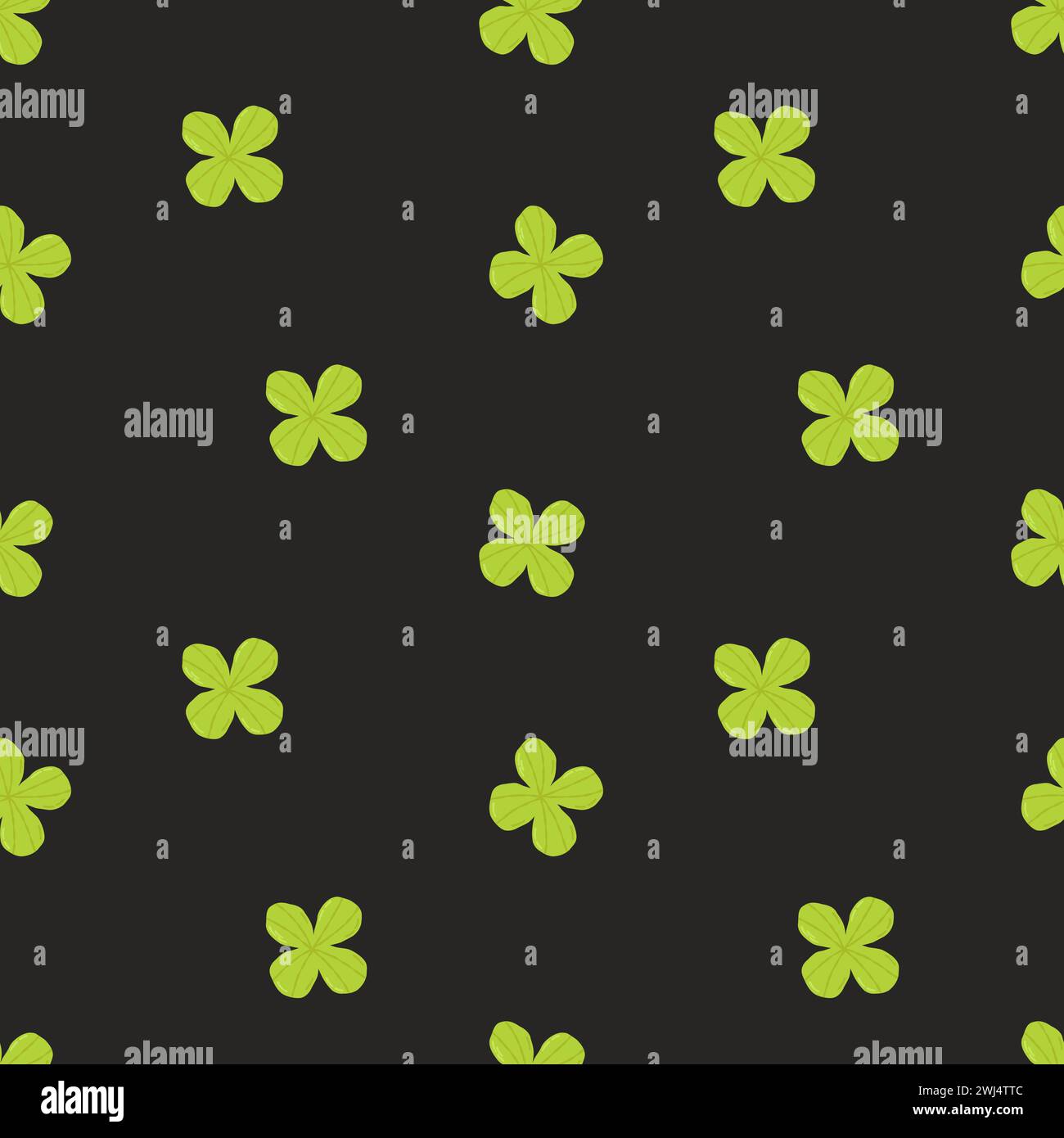 Modello festivo per St. Patrick's Day con un bel trifoglio verde. Elementi di cartoni animati piatti disegnati a mano. Illustrazione vettoriale Illustrazione Vettoriale