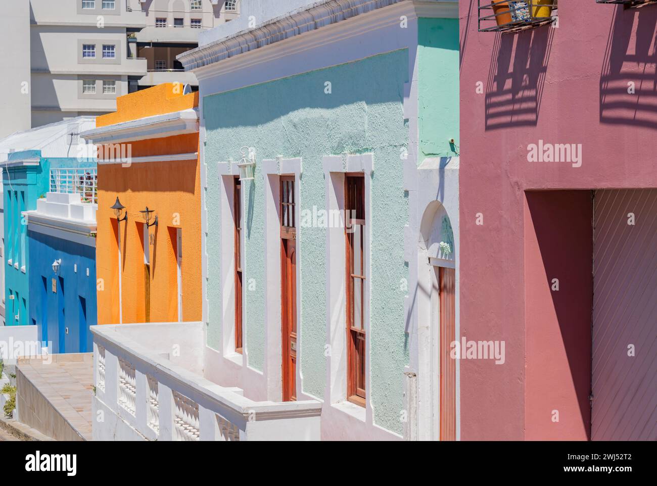 Bo-Kaap è un distretto di città del Capo nella provincia del Capo Occidentale del Sudafrica Foto Stock