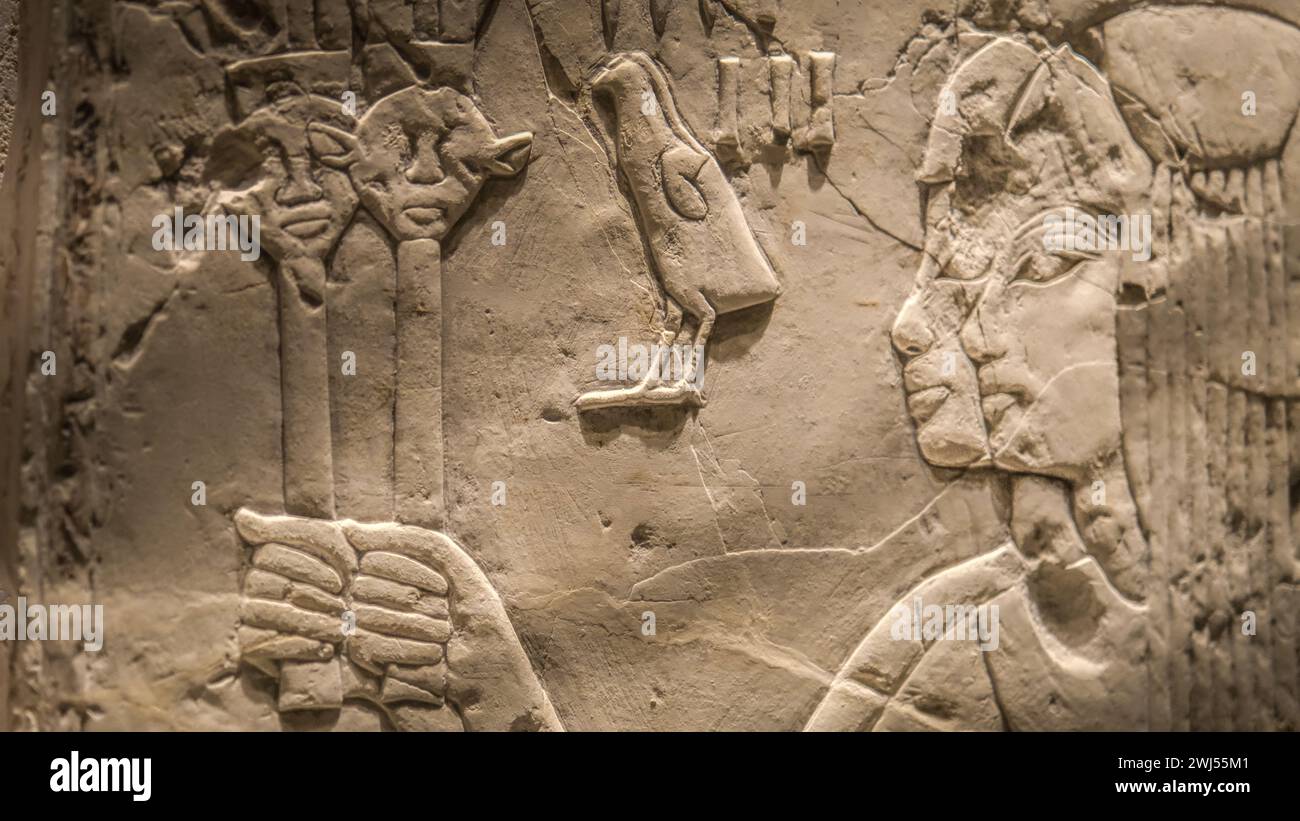 Gli antichi manufatti egizi in mostra al Neues Museum di Berlino Foto Stock