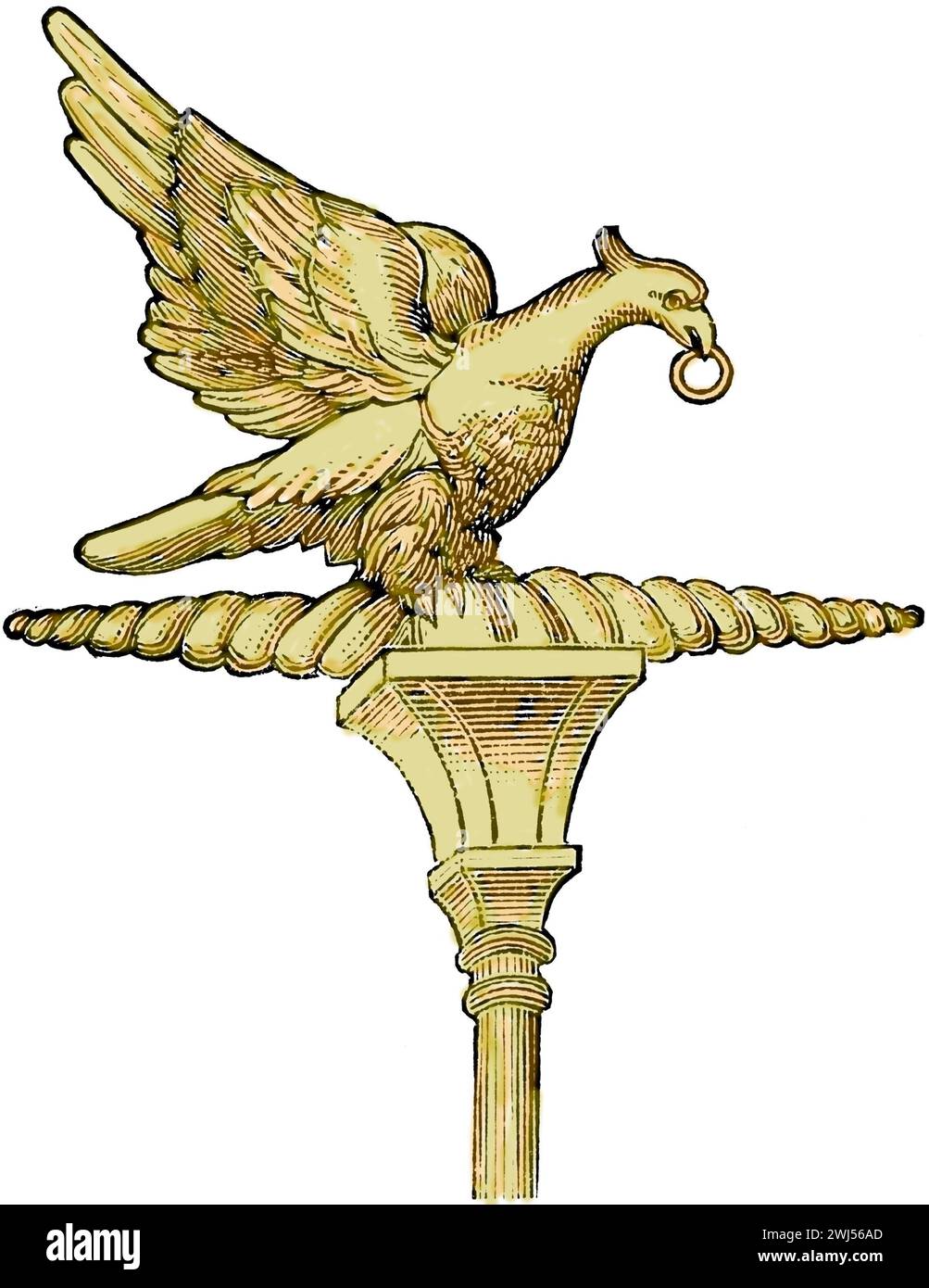 Uno standard militare romano. Aquila. Emblema della legione romana. Incisione di Caesar's Gallic Wars, 1899. Foto Stock