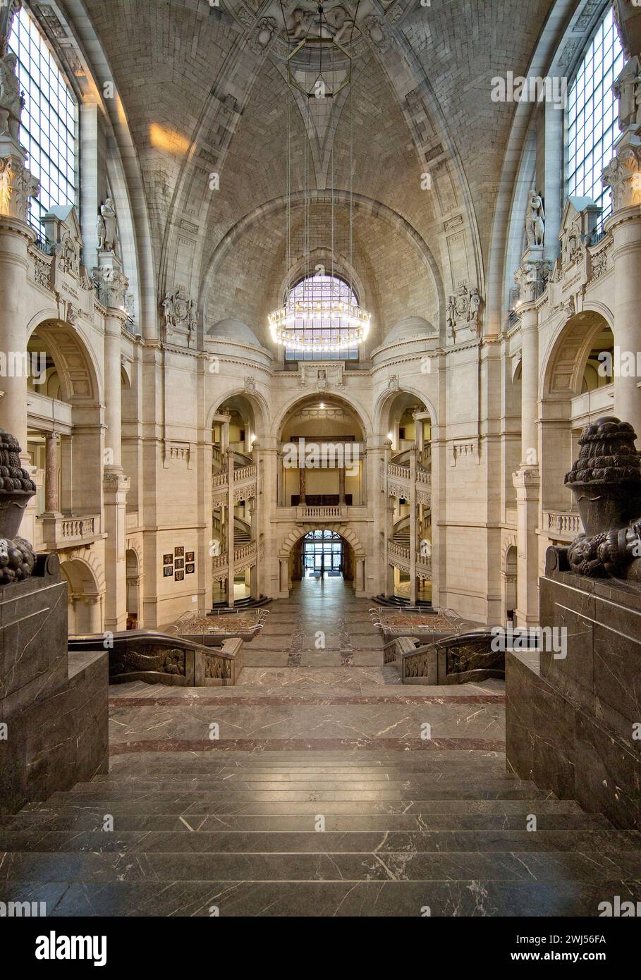 Nuovo Municipio, vista interna, magnifico edificio simile a un palazzo, Hannover, Germania, Europa Foto Stock