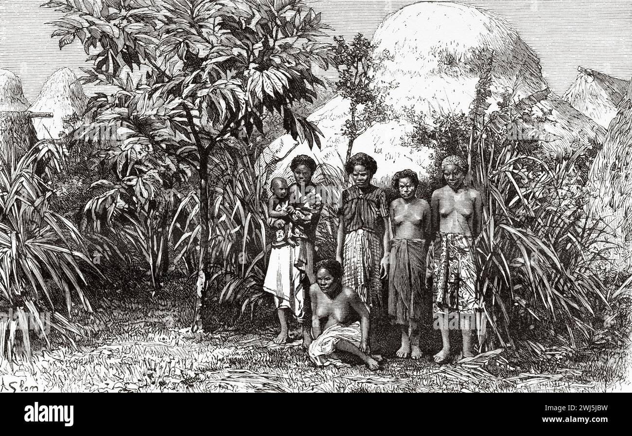 Nativi di Suva, isole Figi, Oceania. Viaggia verso le isole Figi 1889 con Gerrit Verschuur (1840-1906) le Tour du Monde 1890 Foto Stock