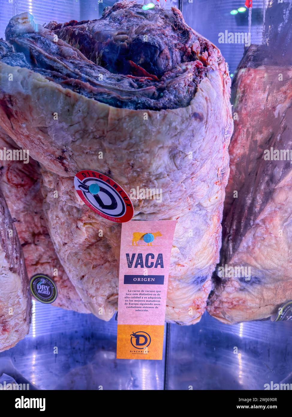 Carne di manzo nel commercio al dettaglio ad Alicante, Spagna Foto Stock