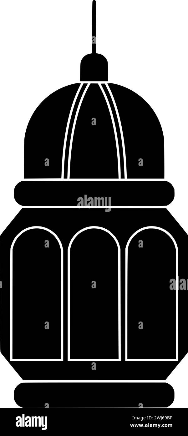 silhouette in lampion nero o lanterna piatta raffigurante il logo della lampada cinese per il festival con un'icona delle feste e decorazioni a forma di religione tradizionali Illustrazione Vettoriale