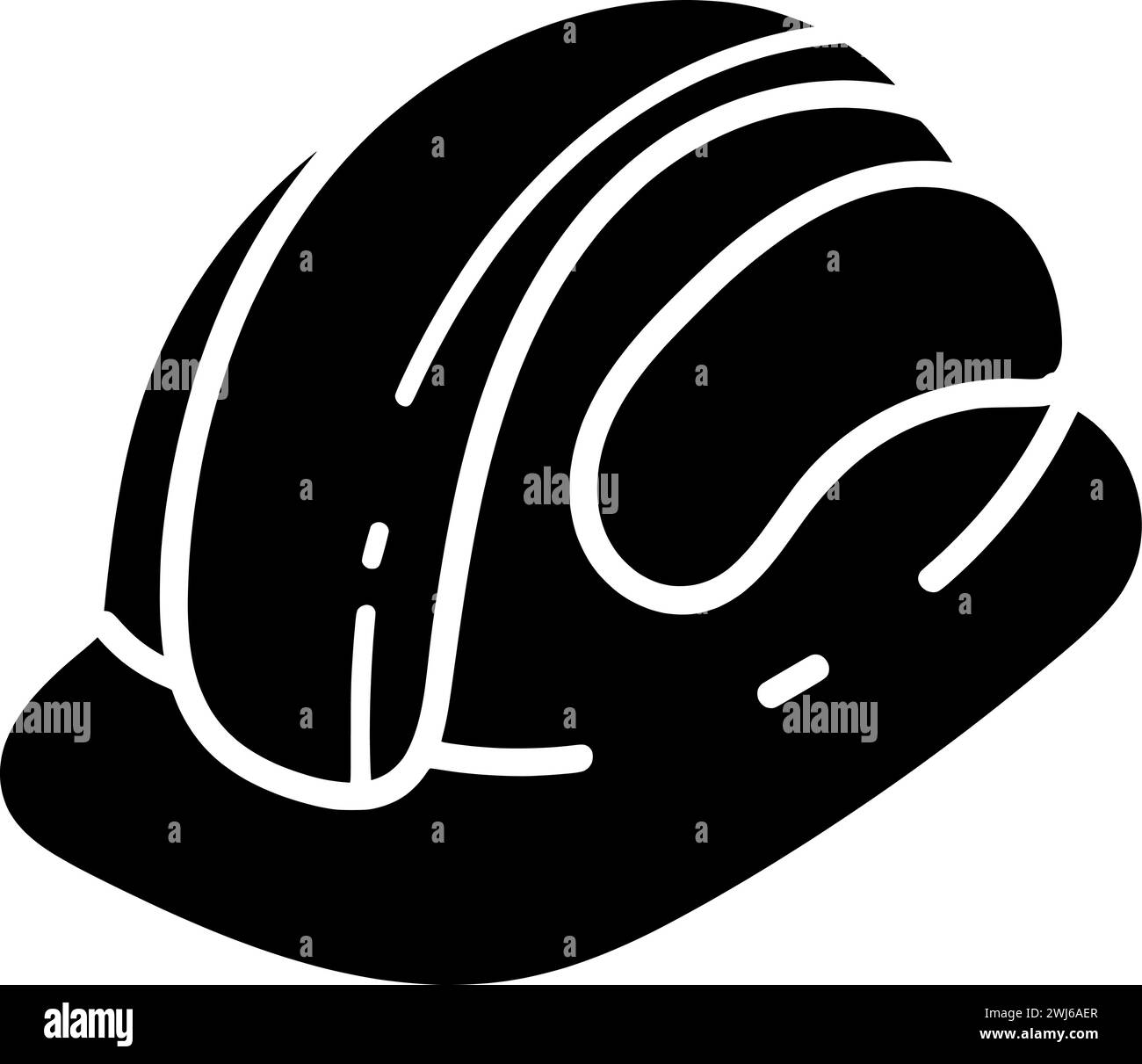 Silhouette nera del casco o illustrazione di sicurezza piatta del logo del tecnico minatore per i lavoratori con l'icona della miniera e forma costruttiva funzionano come protezione per mini Illustrazione Vettoriale