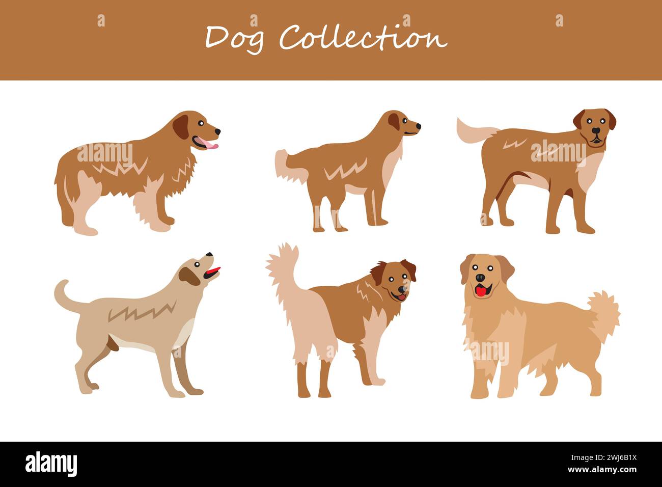 Raccolta cani. Pose diverse. Illustrazione vettoriale Illustrazione Vettoriale