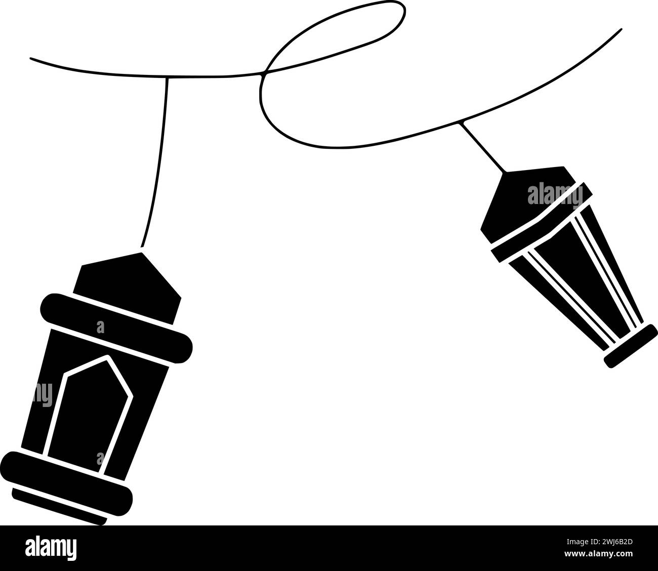 silhouette a lanterna nera o illustrazione piatta in lampion della moschea con logo della lampada per mubarak con icona islamica e celebrazione della religione come islam to ara Illustrazione Vettoriale