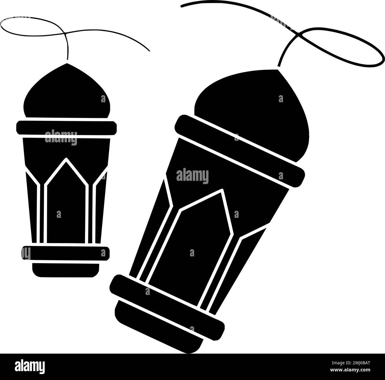 silhouette a lanterna nera o illustrazione piatta in lampion della moschea con logo della lampada per mubarak con icona islamica e celebrazione della religione come islam to ara Illustrazione Vettoriale