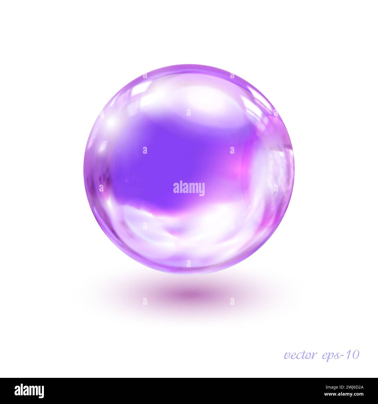 Vettore sfera di vetro .viola - sfera magica di cristallo viola .palloncino realistico per etichette e pubblicità. Illustrazione Vettoriale