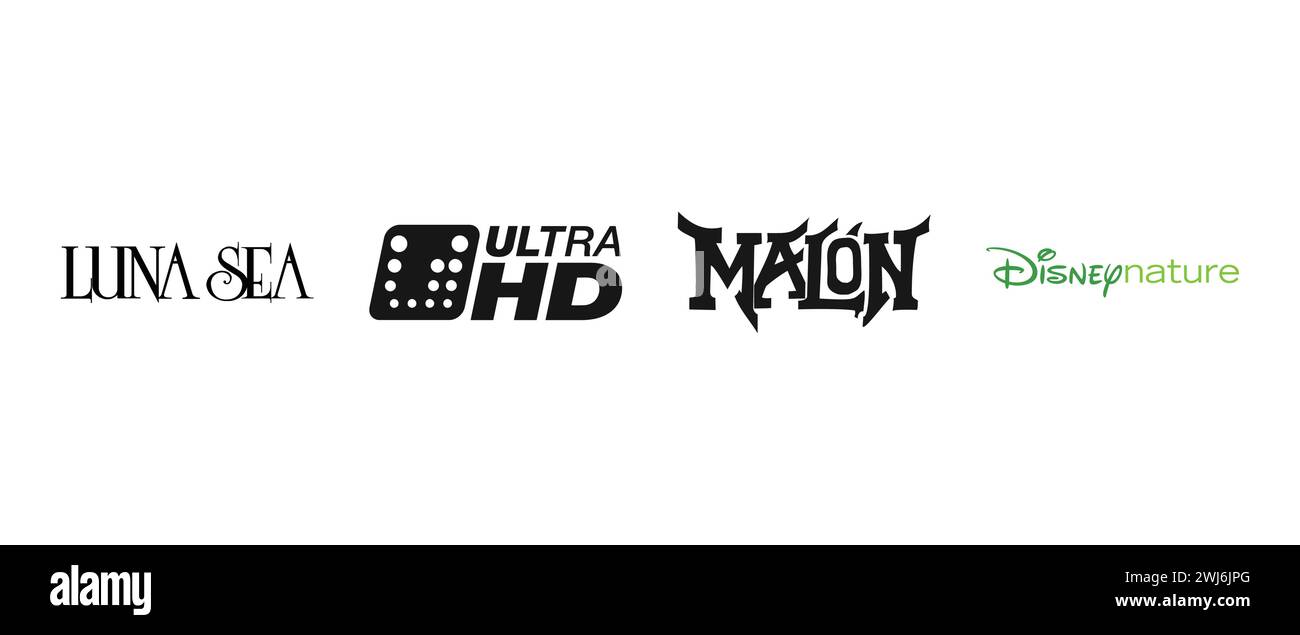 Europe Ultra HD, Luna Sea, Malon, Disney Nature. Illustrazione vettoriale, logo editoriale. Illustrazione Vettoriale