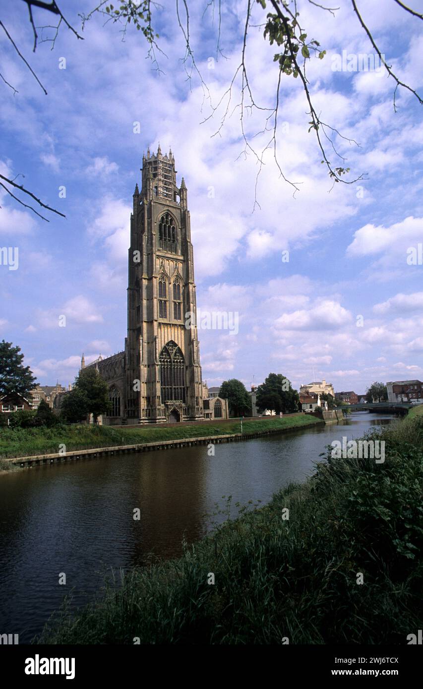 UK, Lincolnshire, Boston, The Stump - Chiesa di St Botolph sul fiume Witham. Foto Stock