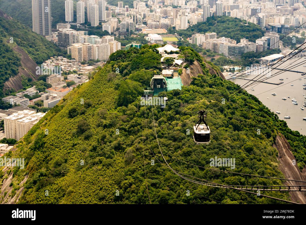 Vista aerea della funivia del Pan di zucchero, Rio de Janeiro. Foto Stock